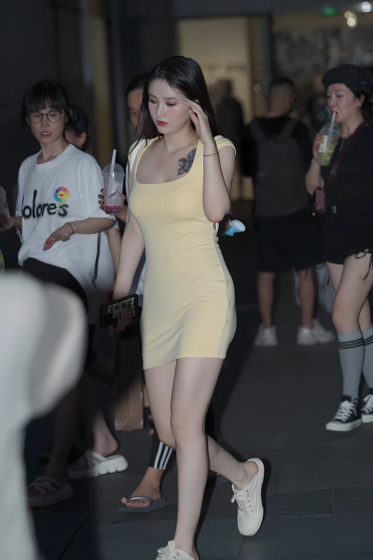 黄色紧身包臀裙美腿No.6707