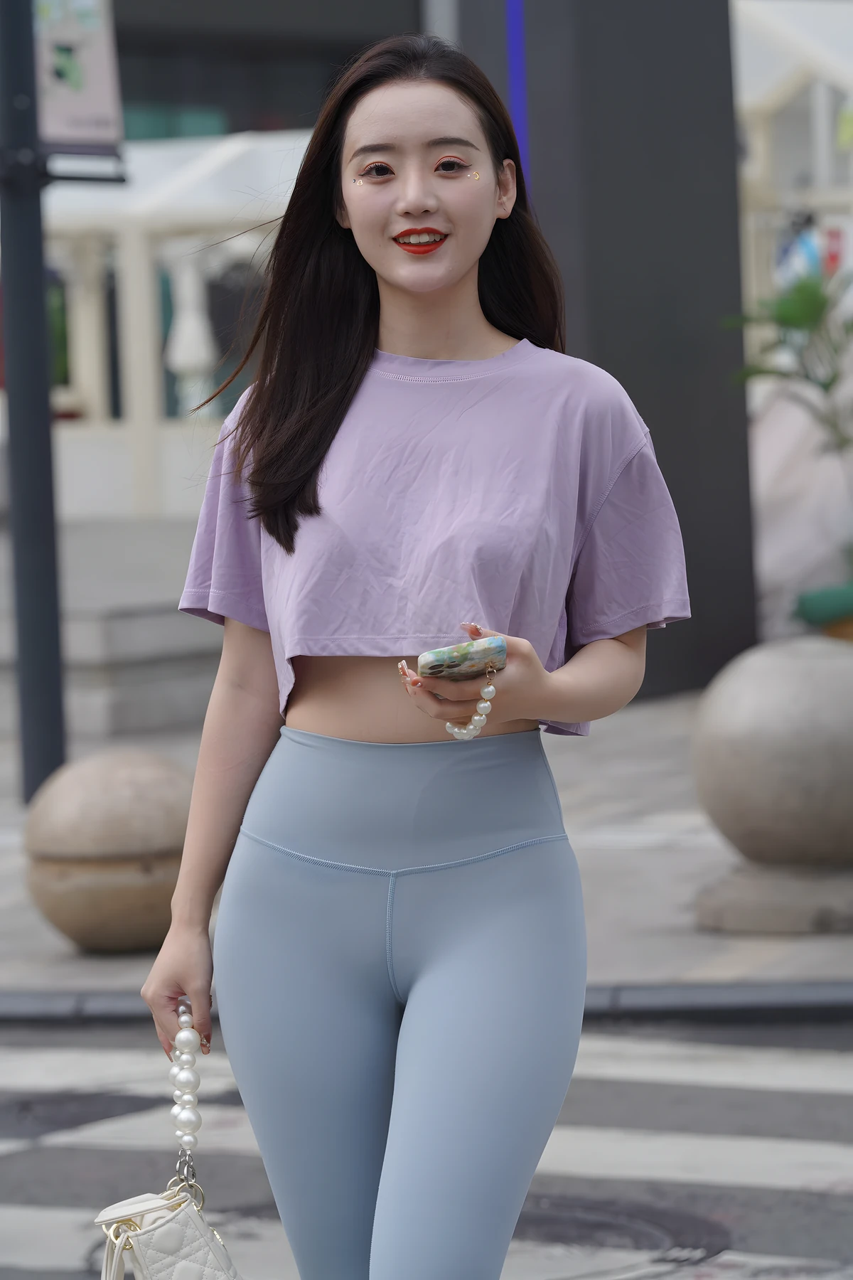 浅色瑜伽裤美女J8725
