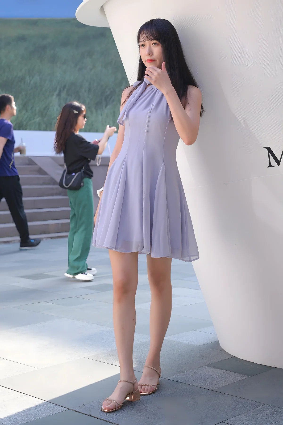 紫色连衣裙美女J9302