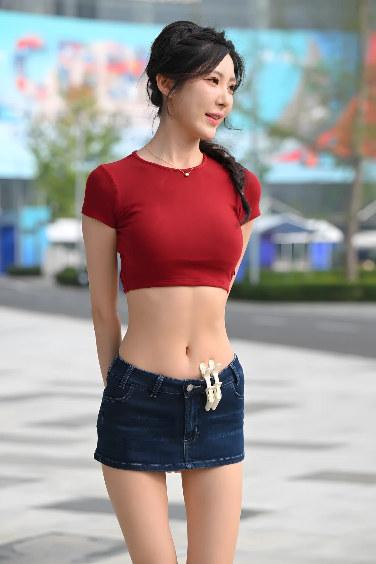 牛仔短裙小雪花J9448