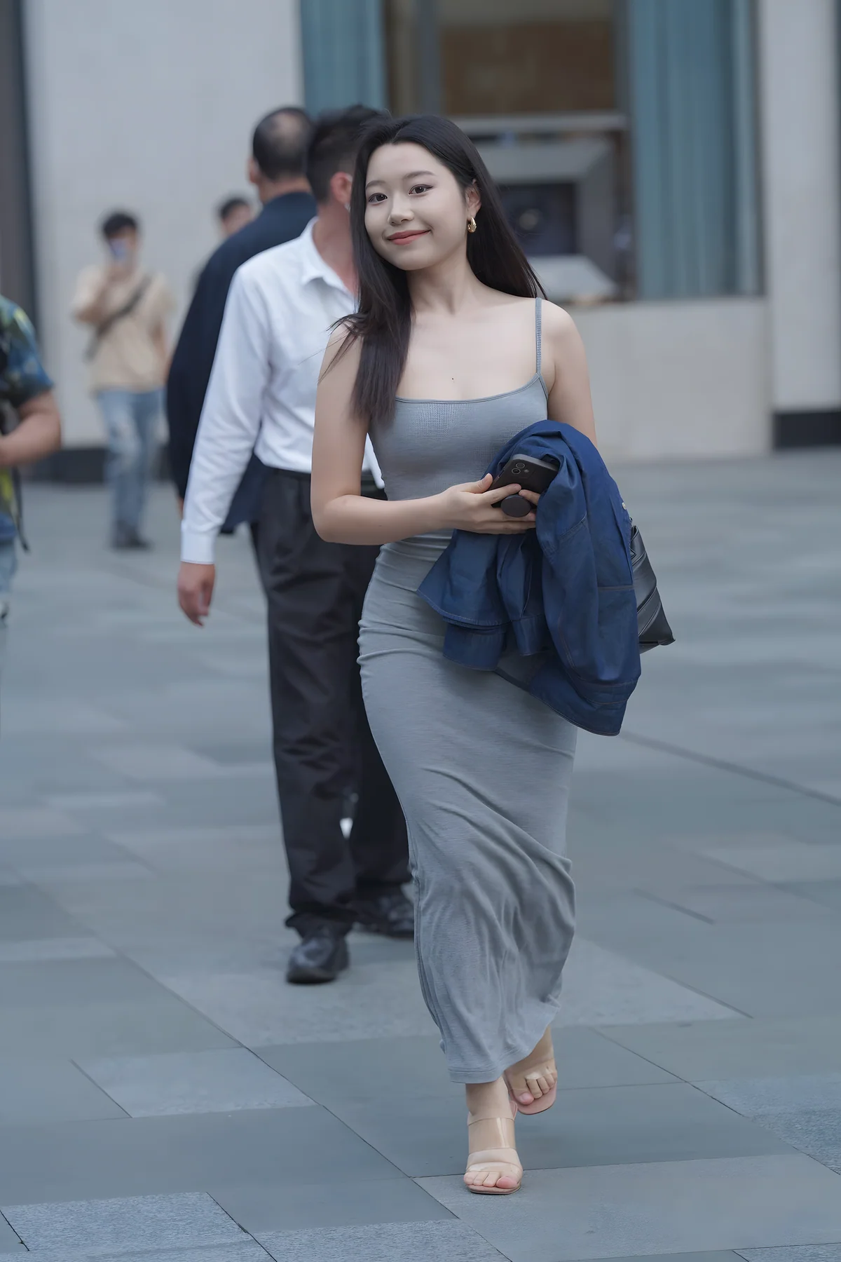 气质灰色长裙J9461