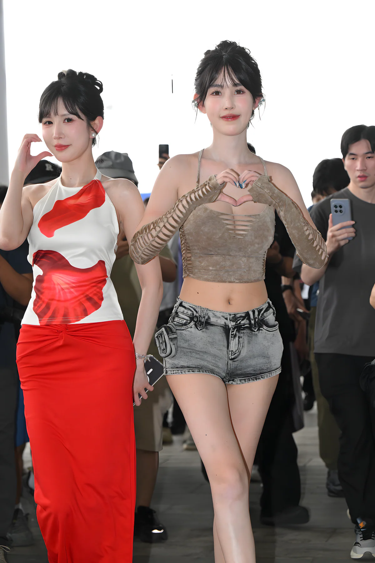 牛仔短裤红裙J9660