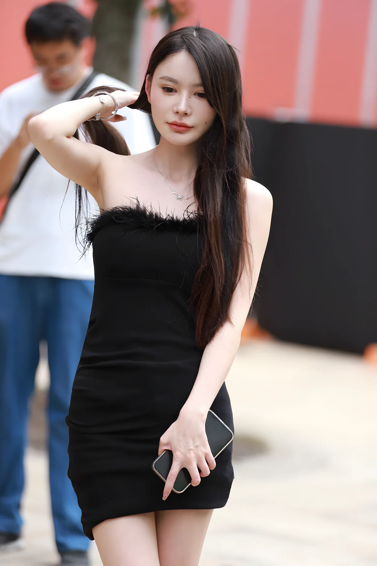 毛毛包臀裙毛毛鞋J9702