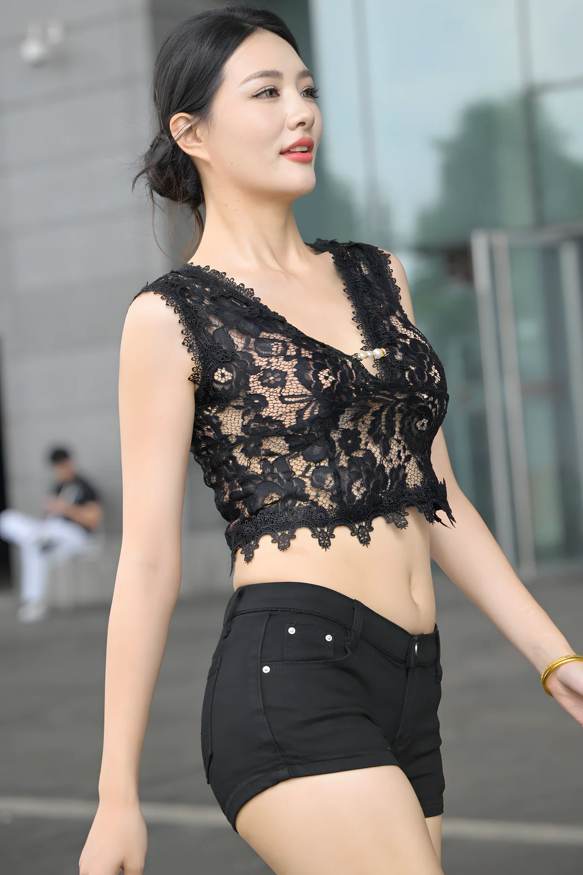 黑色短裤超美腿J9874