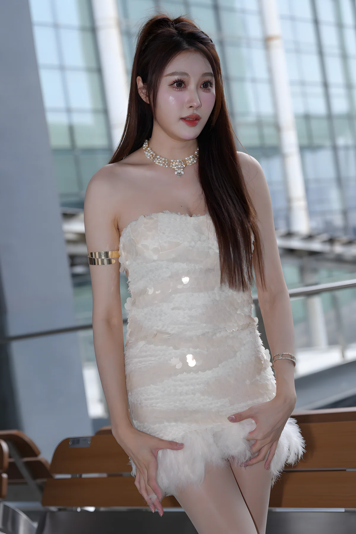 抹胸白裙鹿鹿睡不醒J9979