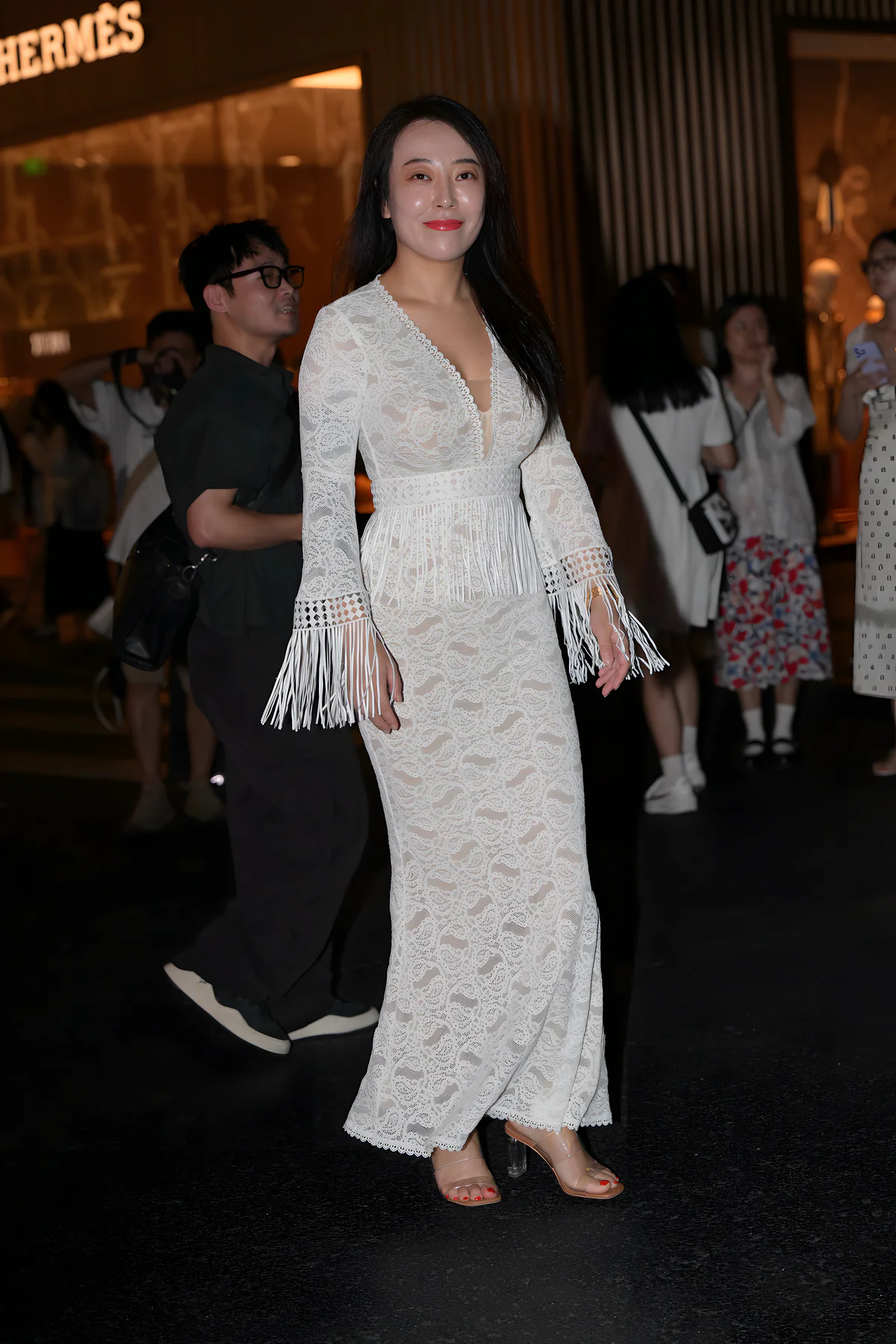 白色蕾丝长裙J10068